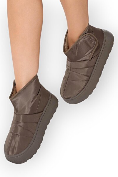 Liger Γυναικείες μπότες με επένδυση από γούνα, ύφασμα αλεξίπτωτου, Velcro και χοντρή σόλα ΚΑΦΕ