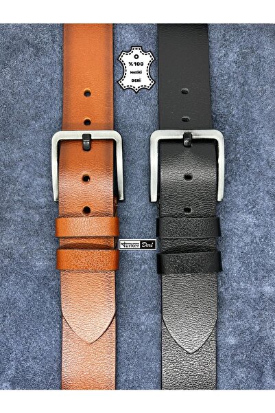 Türker DERİ Set of 2 100% Genuine Leather Men's Jeans Belt 4.5cm Buffalo Leather