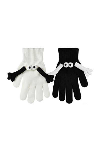 OEM SATINIOR Funny Winter Gloves, Magnetic, 3D Pattern, White/Black