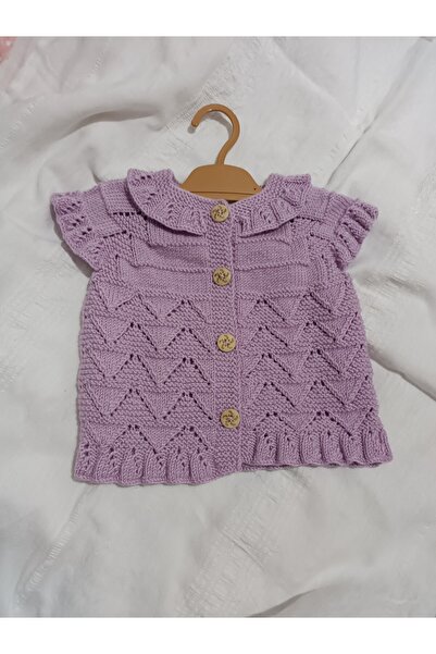 Ebi El örgüsü fırfırlı bebek yelek