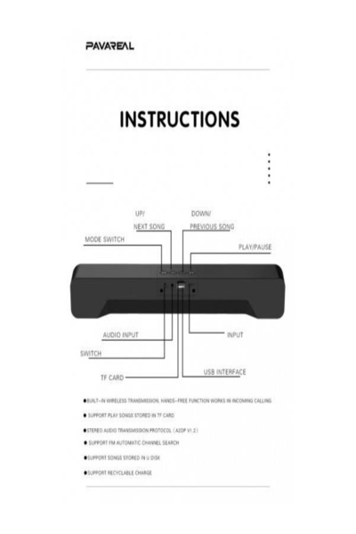 PAVAREAL Speaker BS08 BLUETOOTH SPEAKER - BLACK