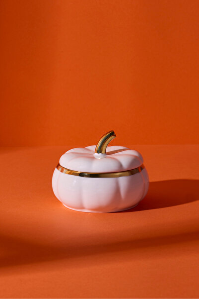 Perotti Pumpkin Porcelain Storage Container with Lid 8.5X8.5X3.6 cm