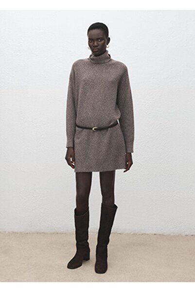 MANGO Woman Balıkçı yaka triko elbise