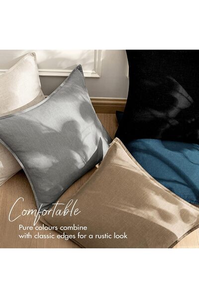 OEM Set of 2 EMEMA decorative covers, linen and cotton, 45 x 45 cm, black