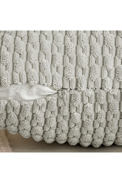 OEM Set of 2 EMEMA decorative covers, Velvet, 45 x 45 cm, Light gray