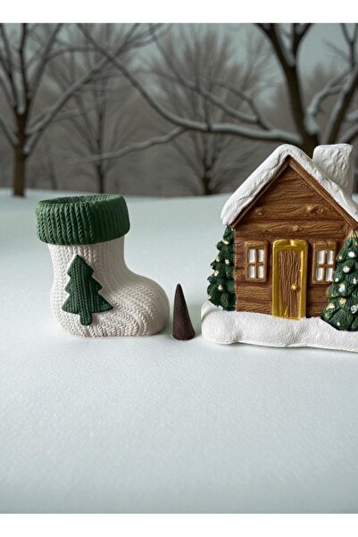 ELBUCOLECTION dekoratif ev tütsülük dağ evi ve yılbaşı konseptli tütsü tiylat mumlu yılbaşı çorabı konseptli