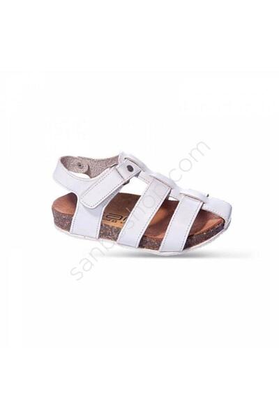 Sanbe Baby Boy Anatomical Sole Cork Sole Leather Sandals White