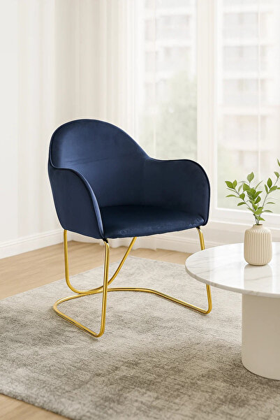 MARIA HOMES Luxury Velvet Accent Chair with Gold Metal Legs, Modern Navy Blue...