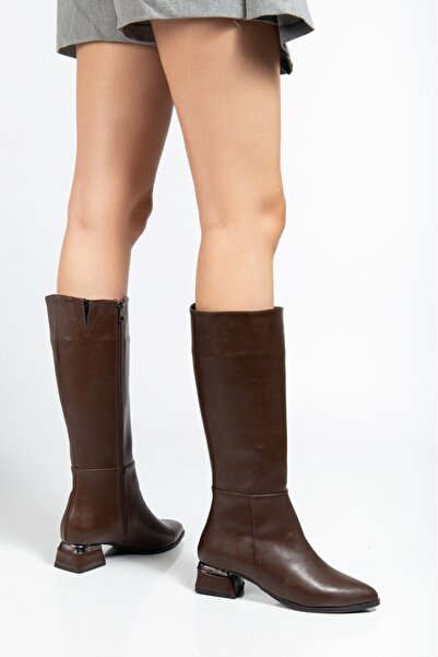 Genetti Loiry Women's Heeled Knee-High Boots in Bitter Brown