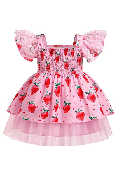 OEM Φόρεμα FYMNSI για κορίτσια, 18-24 μηνών, με μοτίβο φράουλας, χωρίς μανίκι...