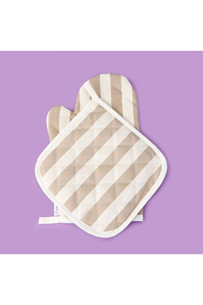 MATMEL Soft Nemo Oven Mitt and Pot Holder - Beige / Ecru - 17X28 cm + 20X20 cm