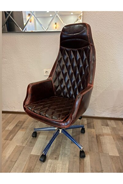 urasofis Pull - Up DERİ Poliüretan Sünger Rahat Deri Makam Yönetici Koltuğu Ahşap Ayak