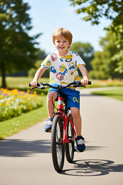 PayBuy Boys' Construction Vehicle Patterned Cotton Short Sleeve T-Shirt and Shorts Set Quality Stylish Comfortable