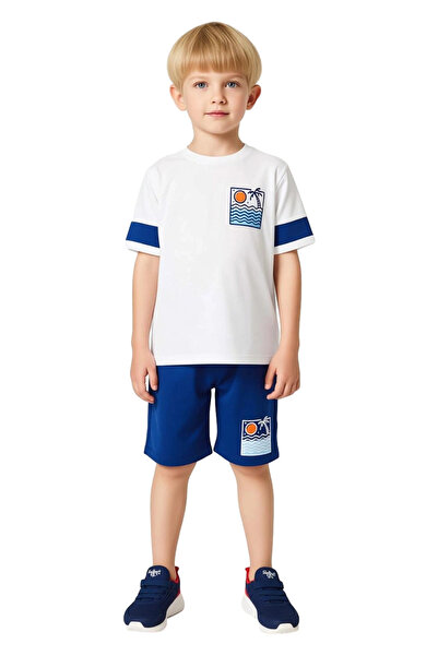 PayBuy Boys' Cotton Printed Short-Sleeved Shirt Collar Top and Shorts Set Quality Stylish Comfortable