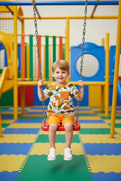 PayBuy Boys' Dinosaur-Themed Comic Printed Short-Sleeved Top and Shorts Set Quality Stylish Comfortable