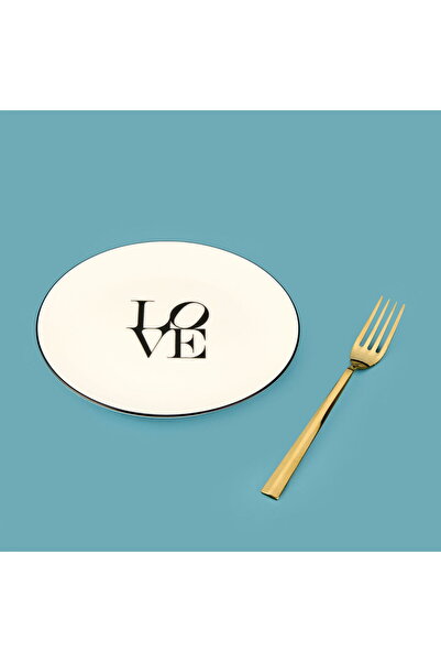 MATMEL Kitchen Bold Heart Porcelain Dessert Plate - Black / White - 19 cm