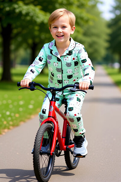 PayBuy Cute Cat Pattern Long Sleeve Pajama Set for Kids Good Quality Stylish Comfortable