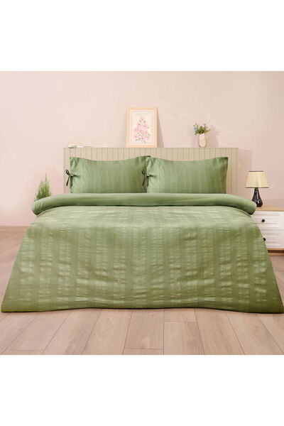 MATMEL Set de lenjerie de pat pentru o persoană Soft Dobby - Verde