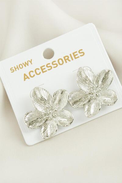 ZERO LAND Nrzsnt Orchid Trend Metal (213543) Earrings-Silver Color