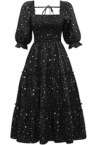 OEM Γυναικείο φόρεμα Ocean Plus, πολυεστέρας, φουσκωτά μανίκια, μαύρο, μέγεθος M