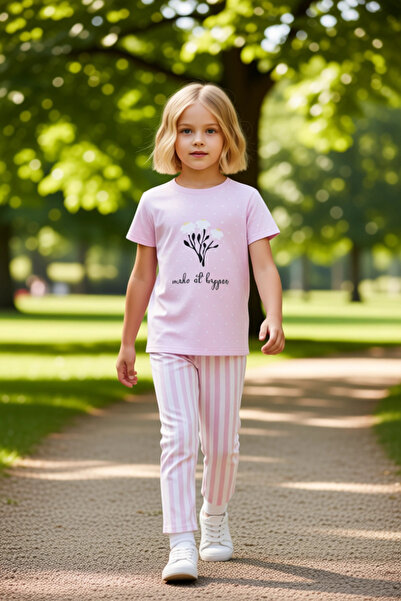 PayBuy Girl's Cotton Polyester Knitted Pajama Set Floral Printed and Striped Bottom Quality Stylish Comfortable