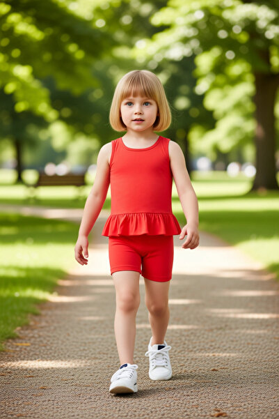 PayBuy Girls' Cotton Sleeveless Ruffle Detailed Knitted Set Quality Stylish Comfortable Casual Daily Wear