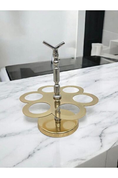 cc bin shihon Elegant stainless steel coffee cup holder/tumbler with a luxurious Indian design. Includes a base for 6 cups (gold and silver).