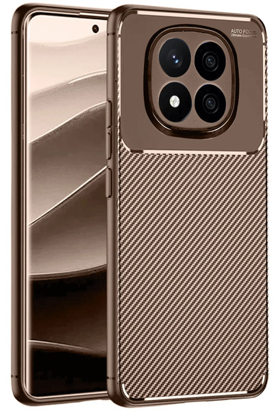 NewFace Nrzsnt Xiaomi Redmi Note 14 Pro 5g Case Auto Focus Carbon Cover (205530) - Brown