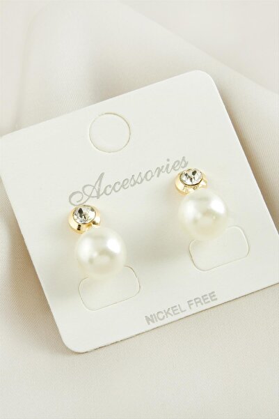 ZERO LAND Nrzsnt Round Pearl (213351) Stone Earrings-Yellow