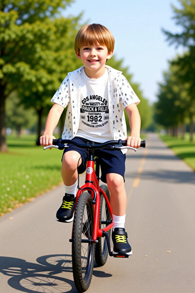 PayBuy Boys' Cotton Sports-Themed Short-Sleeved T-Shirt and Shorts Combination Good Quality Stylish Comfortable