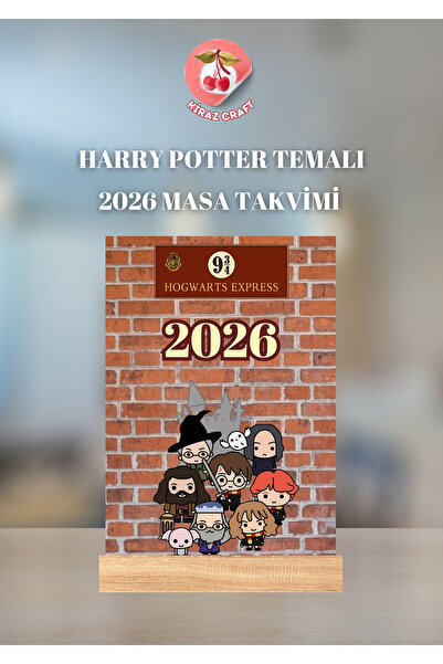 Kiraz Craft Harry Potter Temalı 2026 Masa Takvimi Ahşap Standlı Calender