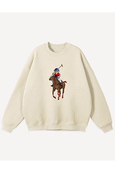 Bengi Clothing Teddy Bear Printed White Organic Cotton Sweatshirt