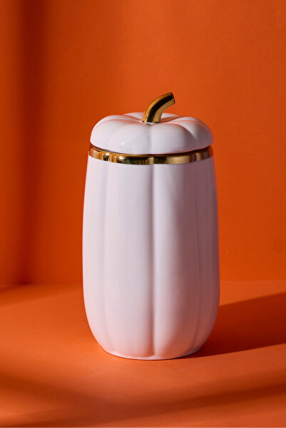 Perotti Pumpkin Porcelain Jar with Lid 23X12.4 cm