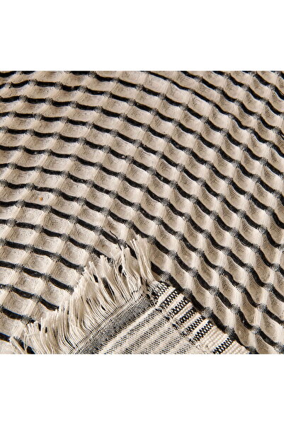 MATMEL Soft Waffle Sofa Throw - Ecru / Black - 120X170 cm