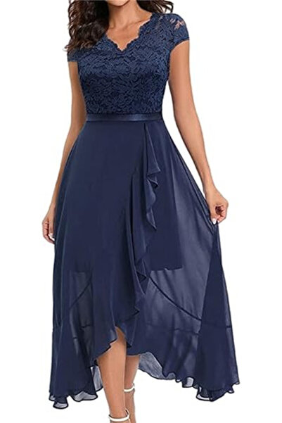 OEM Rochie elegantă Bbonlinedress, mărimea L, cu dantelă, lungă, albastru închis