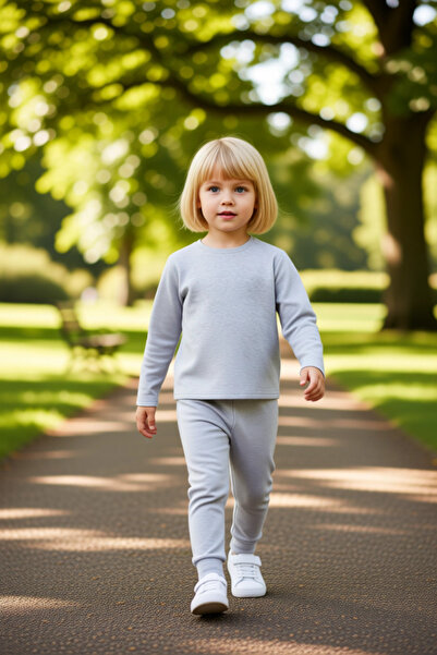 PayBuy Girl's Comfortable Stretchy Ribbed Detailed Long Sleeve Top and Leggings Set Quality Stylish Comfortable