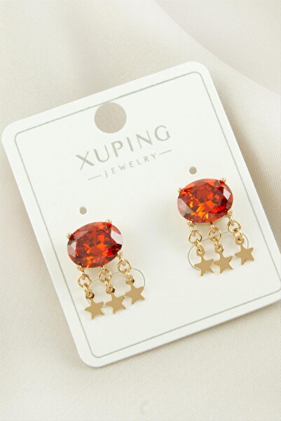 ZERO LAND Nrzsnt Xuping Star Zircon Stone Luxury (213842) Steel Earrings-Yellow