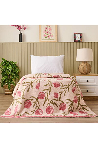 MATMEL Soft Garnet Cotton Single Blanket - Ecru / Red - 150X200 cm