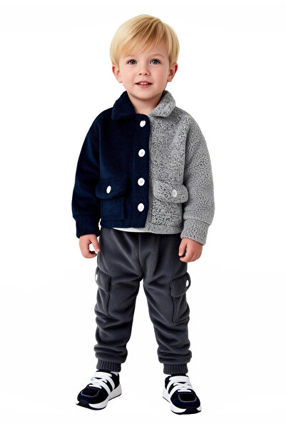 PayBuy Boys' Two-Tone Soft Fleece Top and Bottom Set Quality Stylish Comfortable Casual