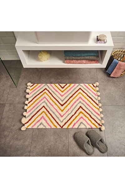 MATMEL سجادة حمام ناعمة من نوع تافتينج كروس - إيكرو / ملونة - 60x90 سم