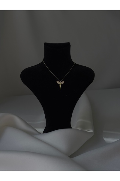 NB STEELORA Zircon Stone Necklace Gold 45 cm