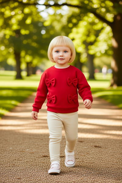 PayBuy Girls' Embroidered Crew Neck Oversized Cotton Knitted Set Quality Stylish Comfortable