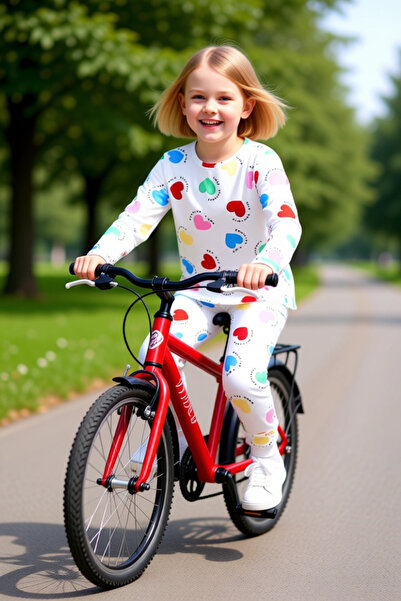 PayBuy Girls' Cotton Polyester Knitted Heart Pattern Pajama Set Quality Stylish Comfortable Casual