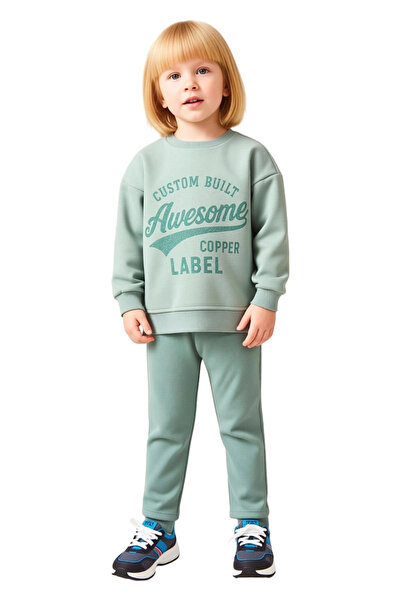 PayBuy Girls' Slogan Printed Crew Neck Fleece Sweatshirt and Leggings Set Quality Stylish Comfortable