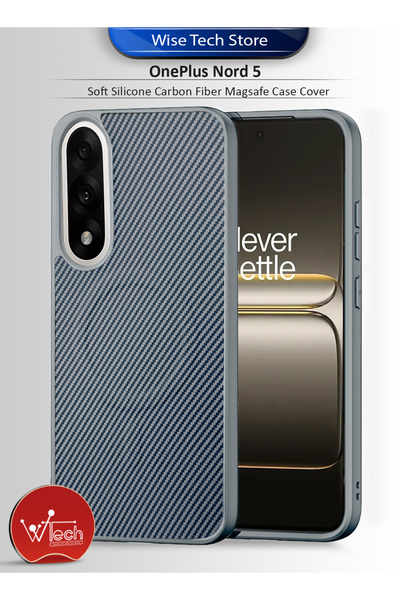Wtech OnePlus Nord 5 5G 2025 Soft Silicone Carbon Fiber Magsafe Protective Back Case Cover