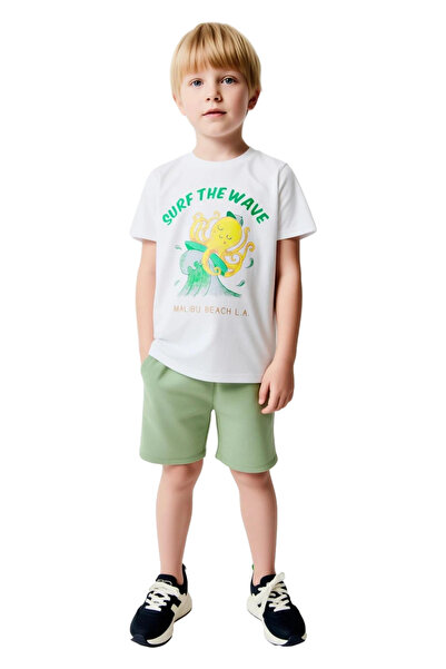 PayBuy Boys' Printed Crew Neck Short Sleeve Top and Shorts Set Quality Stylish Comfortable