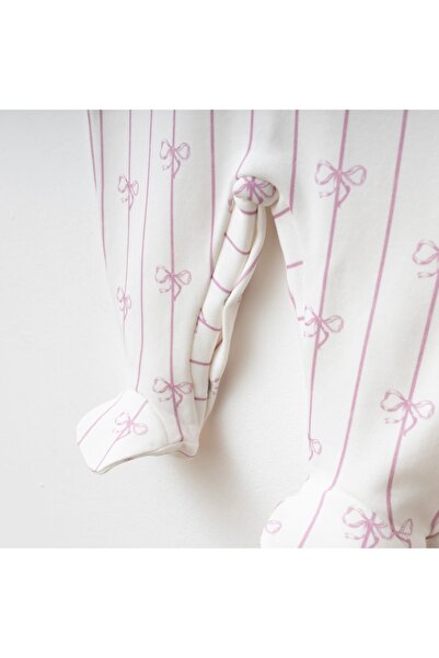 Momercy Bow Printed Peter Pan collar Baby Girl Romper