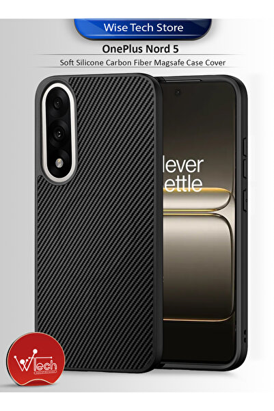 Wtech غطاء حماية خلفي من ألياف الكربون الناعمة من السيليكون لهاتف OnePlus Nor...