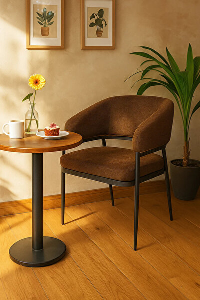 MARIA HOMES Coffee Fabric Accent Chair, Modern Armchair for Living Room, Entryway, Hotel Lobby & Reception Decor