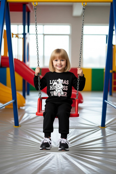 PayBuy Girl's Cute Teddy Bear Printed Cotton Thin Tracksuit Set Quality Stylish Comfortable